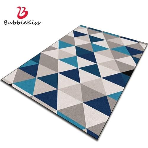 Bubble Kiss Blue Carpets For Living Room Nordic Style Home Customize Rug White And Gray Geometric Pattern Floor Mat Non Slip Pad