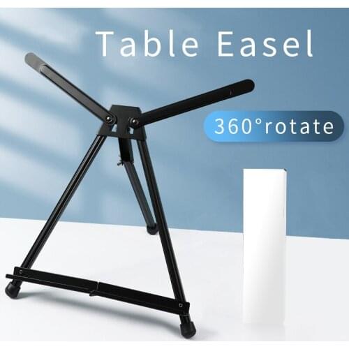 Table Easel Adjustable Black Aluminum Tabletop Display Easel Portable Artist Tripod Stand with Extension Arm Wings