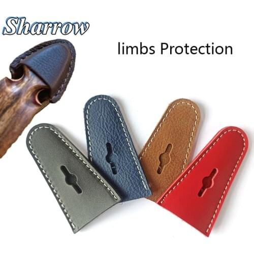 1pc Bow Tip Protection Recurve Bow Limbs Protection Cover Longbow Genuine Leather Case Takedown Bow Hunting Archery Accessories