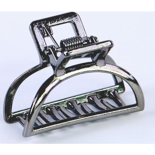 Women Girls Geometric Hair Claw Clamps Metal Hair Crab Moon Shape Hair Claw Clip Solid Color Hairpin Large Size Hair Accessories