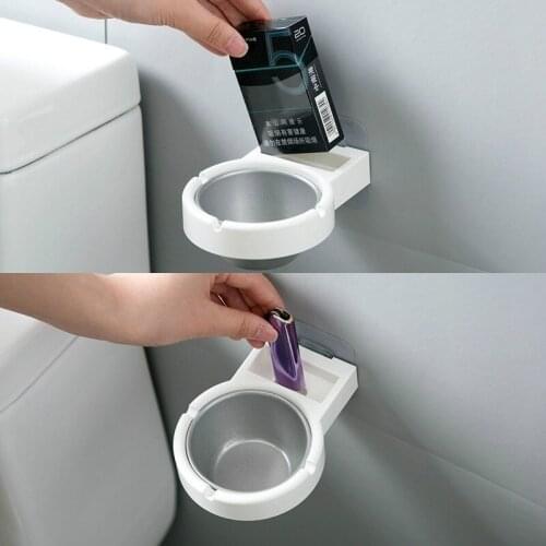 1PCS Home Daily Wall-mounted Ashtray Cigarette Storage Rack Creative Bathroom Wall Stainless Steel Ashtray