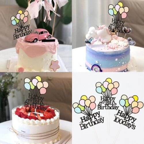 1PC Cake Toppers DIY baby Girl Happy Birthday 1st Cupcake Topper Cake Flags Kids Boys Birthday Wedding Bride Party Baking Decor
