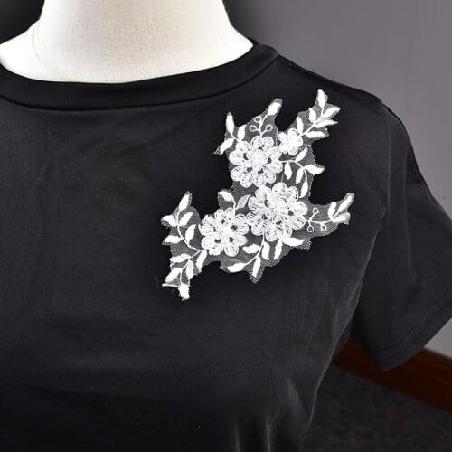 10pcs White Beaded Lace Bridal Applique Flower Sequin Fabric Wedding Dress Decoration Diy Foe Garment Accessories Sew On Clothes