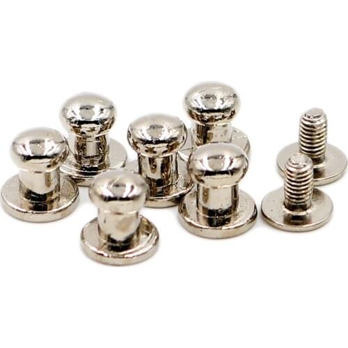 100sets Silver Solid Alloy Round Head Stud Spot Screwback CraftLeather Bag Belt Chicago Button Screw Nail Rivet