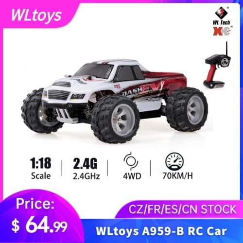 2.4G 1/18 WLtoys A979-B RC Car 4WD 70KM/H High Speed Electric Full Proportional Foot Truck RC Crawler RTR Remote Control Car