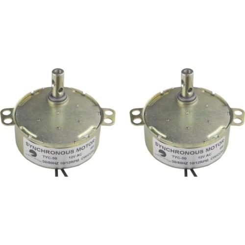 CHANCS 2PCS Gear Turntable Motor TYC-50 12V AC 10-12RPM CW/CCW Reduction Gear Motor Slow Speed Electric Motor