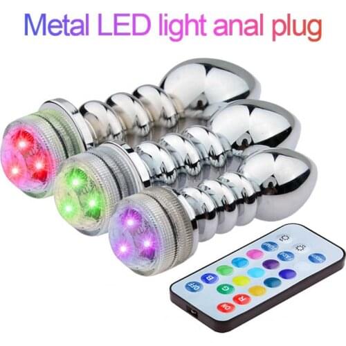 3 Pcs/set Stainless Steel Anal Plug With Led Light Anal Training Kit Prostate Massager Anal Dilator Adult Sex Toy For Couples