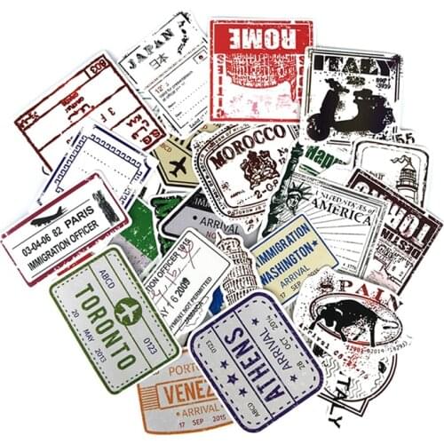 60pcs/lot Retro Traveling Boarding Pass Air Tickets Suitcase Stickers For Laptop Luggage Bags Bike Phone Cool Sticker
