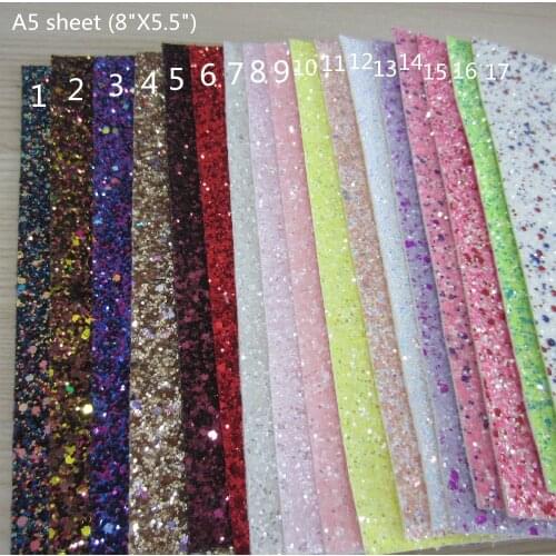 A5 Sheet 8"x 5.5"(15cmX21cm) Chunky Glitter Fabric Leather fabric faux leather fabric For bows craft Sewing DIY 1pieces F0471