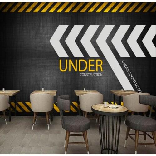 Dropship Colomac Black Wallpaper Retro Warning 3d Fence Industrial Style Waterproof Wallpaper 3d Foto Mural papel para pared