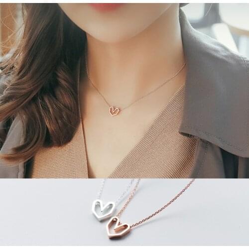 Colusiwei Simple Love Silver Choker Necklaces for Women Rose Gold Color Biocolor Heart Short Necklace Gifts for Girlfriend 2019