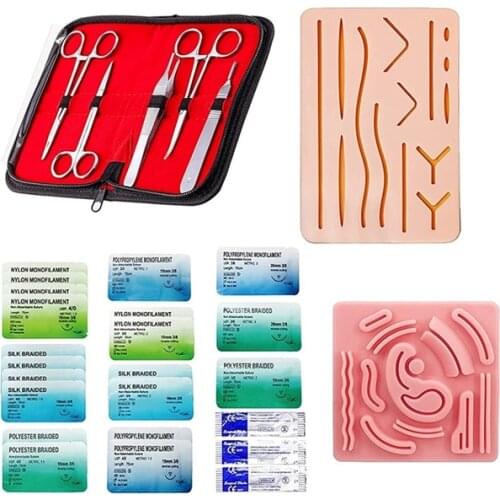 Suture Practice Kit Silicone Laparoscopic Suture Simulation Pad for Student Suture Training, IncludeS suture Tools