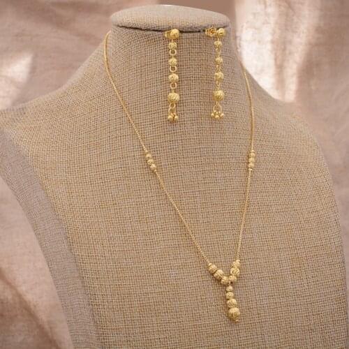 Dubai Arab Luxury Gold Color Jewelry Set For Women Ethiopian Necklace/Earring Middle East African Wedding Jewelry Set Gifts