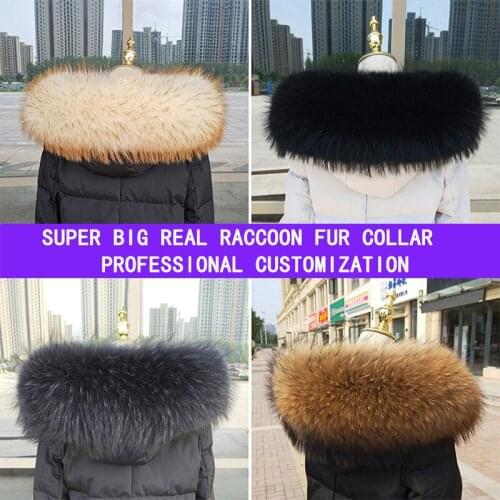 Jkp 100% winter womens real natural raccoon fur scarf coat fur collar warm and thick real wool scarf