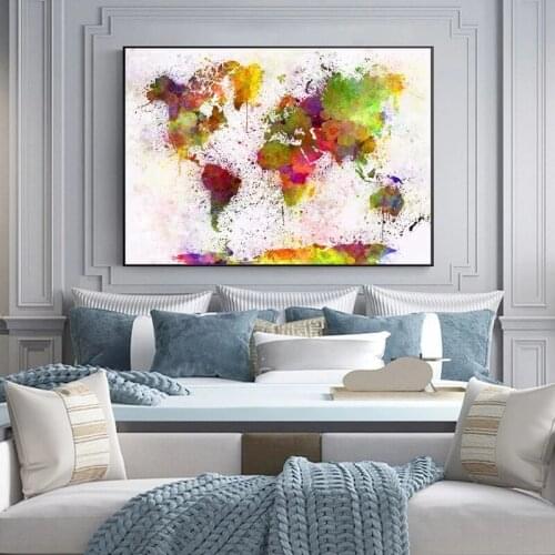 World Map Graffiti Art Canvas Paintings modern Posters And Print Nordic Art colorful World Map Canvas Picture home decor Cuadros