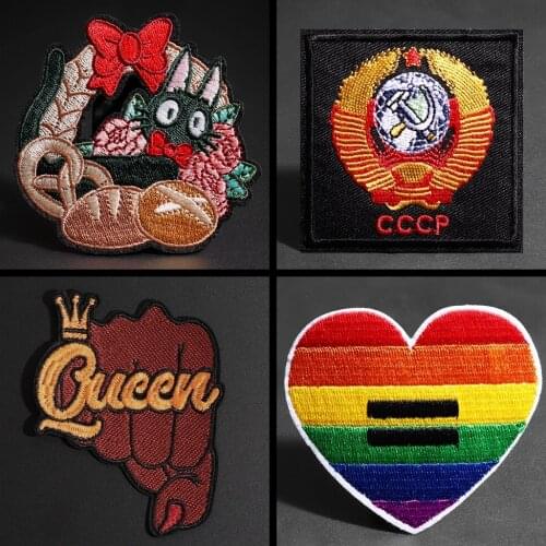 Colorful heart-shaped embroidery patches flower basket kitten childrens lovely Decal DIY Badges epaulets Ironing sewing