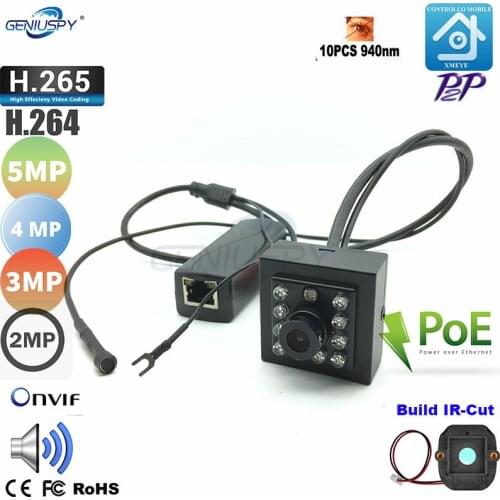 H.265 Miniature Size 5MP 4MP 3MP HD IR CUT POE Night Vision 940nm IR POE Mini Ip Camera Covert Network Onvif Camera With Audio