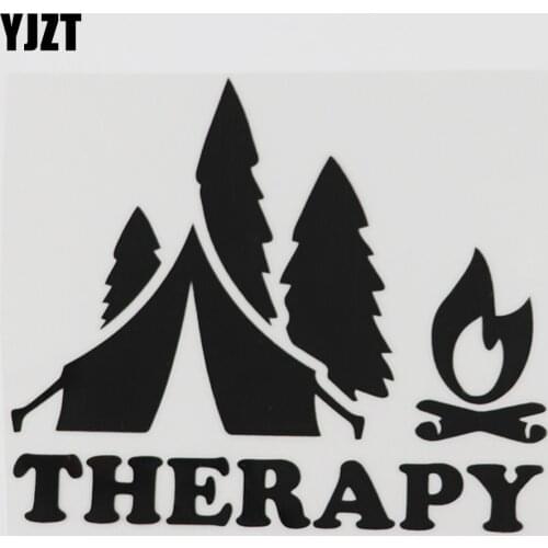 YJZT 12.7CMX10.7CM Therapy Camping Camper Hiker Decal Vinyl Car Sticker Black/Silver 8A-1032