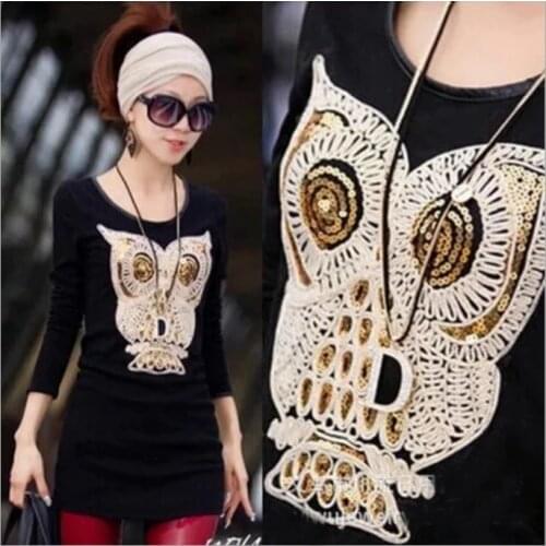 Owl Sequin Embroidery Patches for Clothing Iron on Applique Stripes Clothes Jean Animal Bird Fabric Accessory Sticker Badges DIY