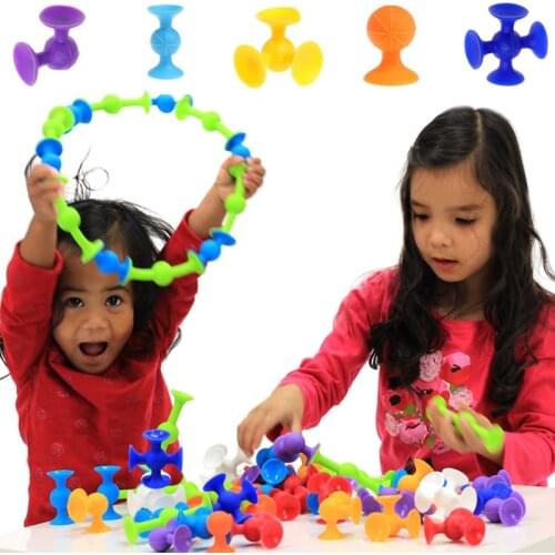 New Soft Building Blocks DIY Pop Squigz Sucker Funny Blocks Silicone Model Assemble Creative Toys Children Educational Toys Gift