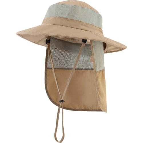 Connectyle Boys Outdoor UPF50+ Kids Sun Bucket Hat Wide Brim Fishing Hat with Neck Flap Breathable Adjustable Sun Protection Hat