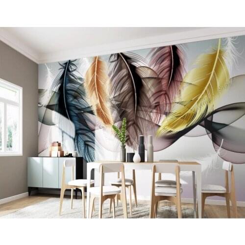 Custom photo wallpaper 3d wallpaper for walls 3 d Small fresh hand drawn feather living room mural sofa background wall painting