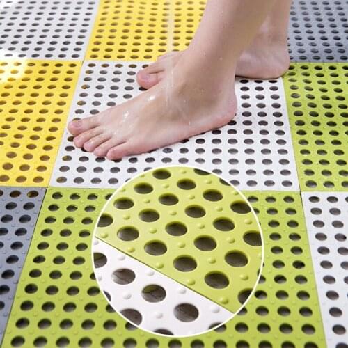 Cuttable Soft PVC Non-Slip Tile Splicing Waterproof Mat Drain Pool Shower Bath Kitchen Cushion 30x30cm Mats JS22