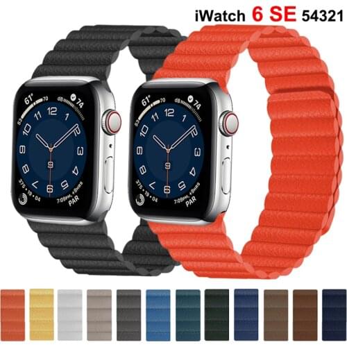 Leather Loop Strap for Apple Watch Band 44mm 40mm 38mm 42mm Magnetic Smartwatch Watchband Belt Bracelet iWatch Series 3 4 5 6 SE