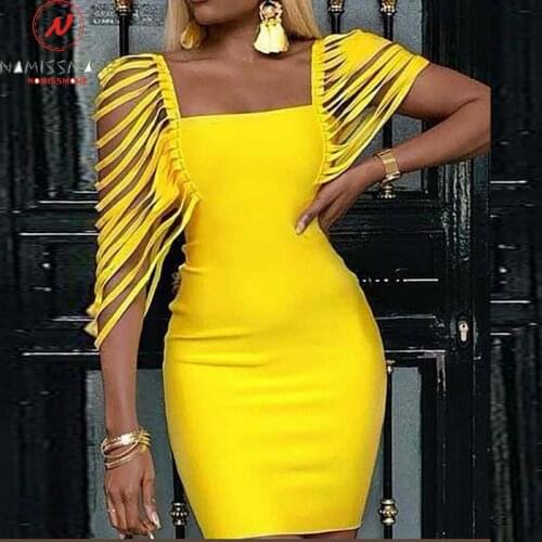 Sexy Women Summer Solid Color Pencil Dress for Party Hollow Out Design Teassel Decor Sling Slash Neck Mid Waist Slim Hips Dress