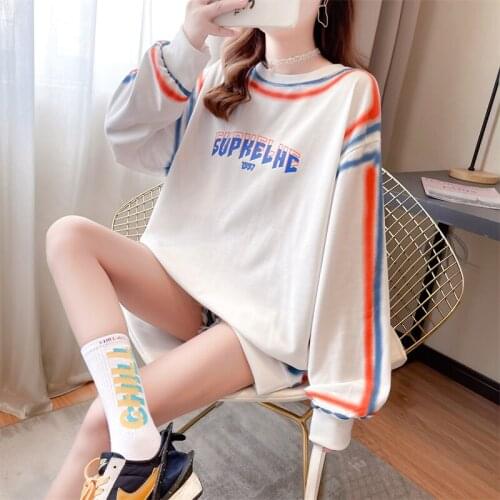2021 plus size spring and autumn thin long-sleeved sweatshirt female Korean version loose and thin design top hoodie