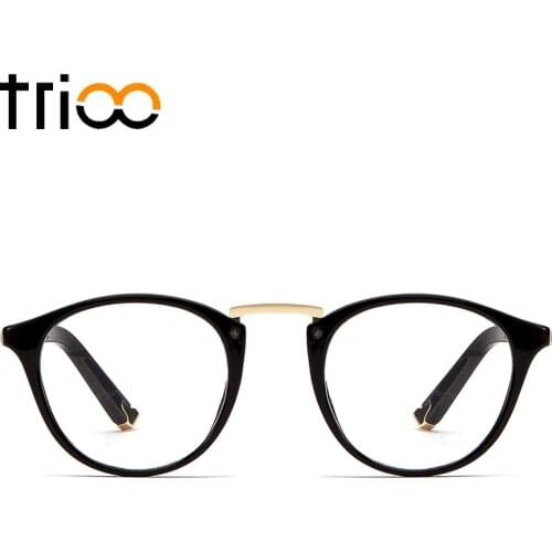TRIOO High Quality Clear Lens Computer Glasses Frame Fashion Designer Eyeglasses Woman Frame Black Round Spectacle Frame