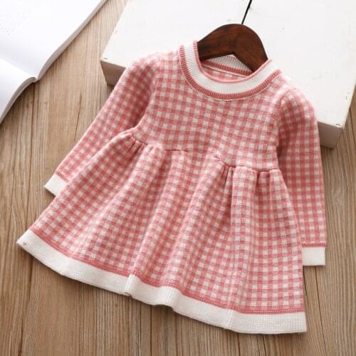 Spring 1 year baby girls birthday clothes knitted sweater dress costume for baby girls clothing outfit hedging overalls dress