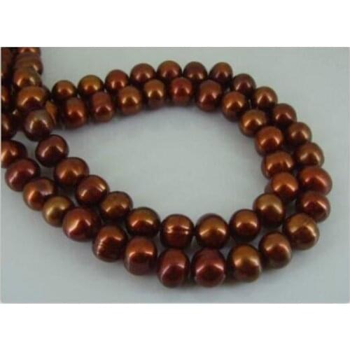 ELGANT 10-11.5mm south sea baraoque chocolate pearl necklace 18"14K Gold Clasp KKK