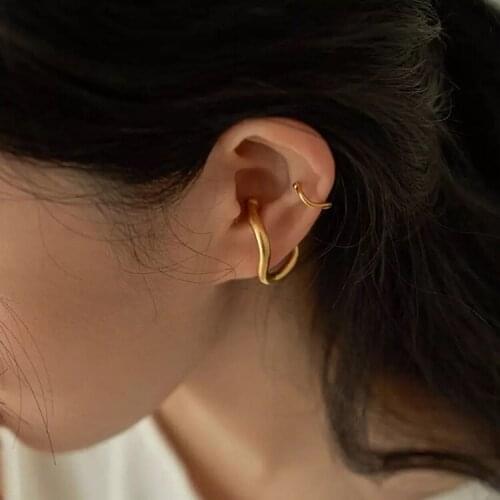 1Set Korean Fashion Gold Silver Color Metal Ear Clip Geometric Irregular Ear Cuff Earrings for Women Trendy Jewelry