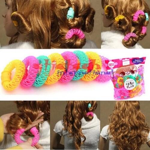 By dhl or ems 100 sets 8pcs/set Magic Hair Curler Spiral Curls Roller Donuts Curl Hair Styling Tool hair accessories