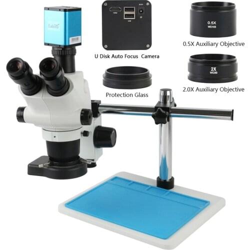 2020 6.5X-65X 3.25X-32.5X 3.25X-130X Trinocular Stereo Microscope HD SONY IMX385 HDMI Video Camera Fo Phone PCB Soldering Repair