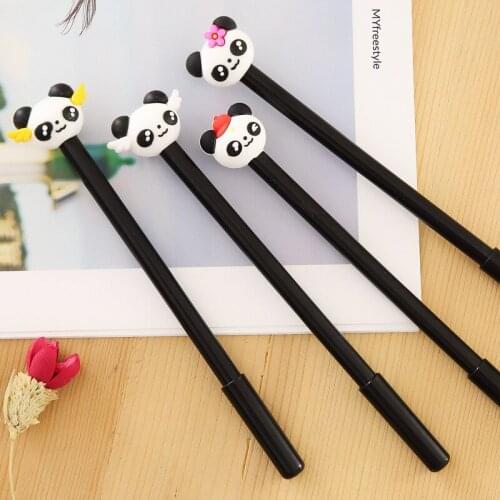 24 Pcs Creativity Cartoon Neutral Pen Panda Signature Carbon Water Pen Needle Head Student Stationery Wholesale Kawaii Supplies