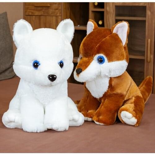 43cm Cartoon Cute Furry Sitting Wolf Plush Toys Stuffed Soft Lovely Animals Pillow Doll For Girls Kids Friends Birthday Gifts