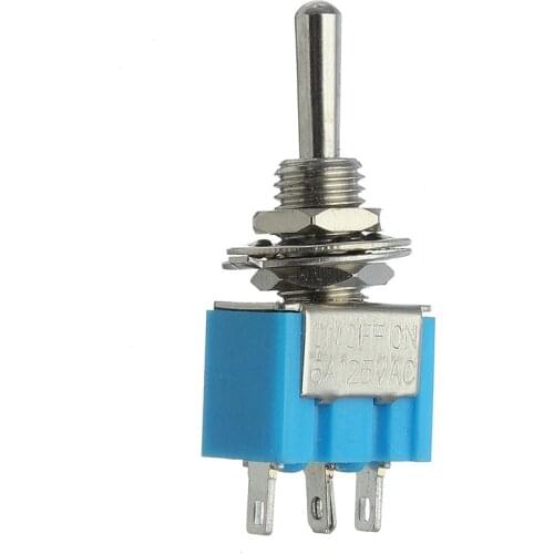 5pcs/lot Blue Mini 3-Pin SPDT ON / OFF / ON AC 125V/6A Miniature Toggle Switches