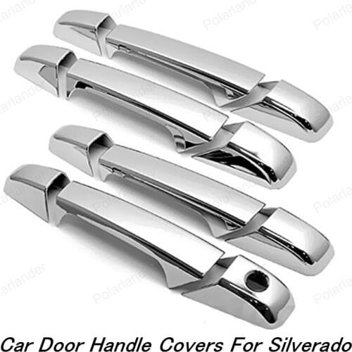 Car-Styling 4PCS Auto Door Handles Covers With One Keyhole For S\ilverado 2007-2013 Chrome Exterior -4 Doors Trims
