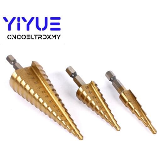 Hss Titanium Step Drill Bit 4-12 4-20 4-32 mm Step Cone Cutting Tools High Speed Steel Woodworking Metal Drilling Set