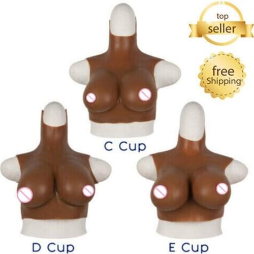 C To E Cup Silicone Breast Form Black Ebony Skin Top Quality Soft Boob Crossdress Transgender Queen Transvestite Mastectomy Bra