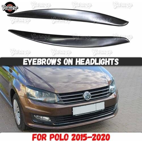 Eyelids for headlights case for Volkswagen Polo Sedan 2015-2019 ABS plastic pads cilia eyebrows covers trim accessories car