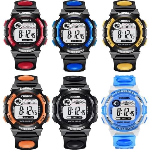 10pcs/lot fashion kids boys girls sport led digital watch children students mens women multi-function light up flash gift watch
