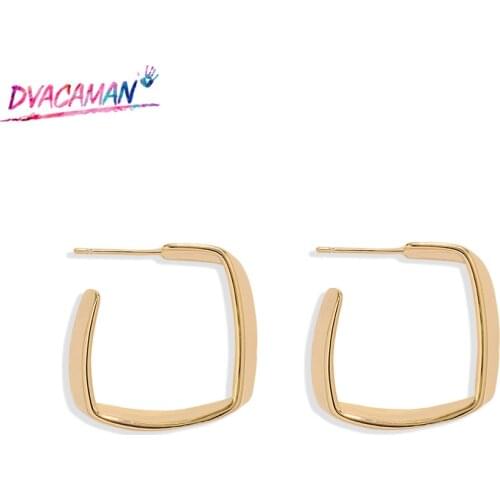 Dvacaman Simple Gold Color Copper Stud Earrings for Women Minimalist Piercing Huggies Earrings 2020 Jewelry Brincos Party Gifts