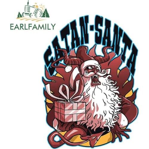 EARLFAMILY 13cm x 13cm Car Sticker Satan Santa Cartoon Decal Vinyl Rear Windshield Trunk Stickers Funny Car Styling Graphics