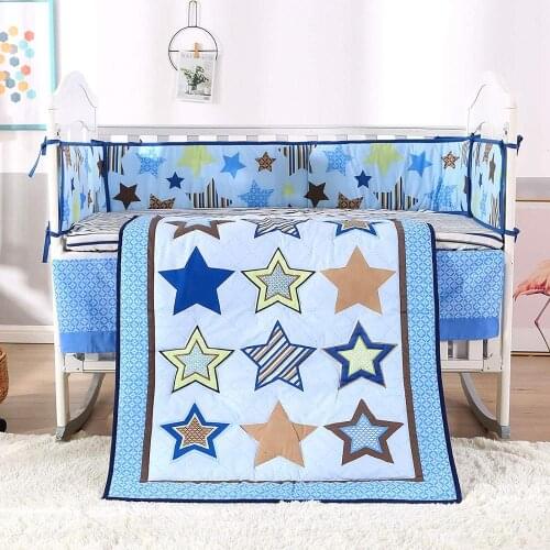 7PCS embroidery kit de berço Baby Bedding Baby Cots Baby Set Crib Bedding Baby Bed Protector (4bumper+duvet+bed cover+bed skirt)