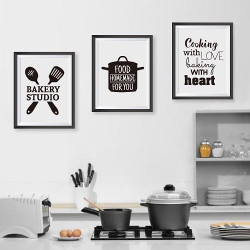 Cooking With Love Kitchen Quote Wall Art Prints And Poster , Baking With Heart Canvas Painting Wall Pictures Home Kitchen Decor