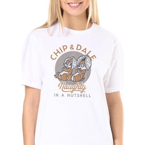 Fashion T Shirt Summer Women Tshirts Casual Short Sleeves Tops Female Disney Chip n Dale Naughty in a Nutshell Premium T-Shirt