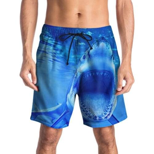 Men Hawaiian 3D Print Mesh Lining Summer Beach Shorts Drawstring Swimming Trunks New